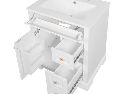 Modern Bathroom Vanity With Sink, 3 Drawers & Cabinet With 2 Tier Door Storage