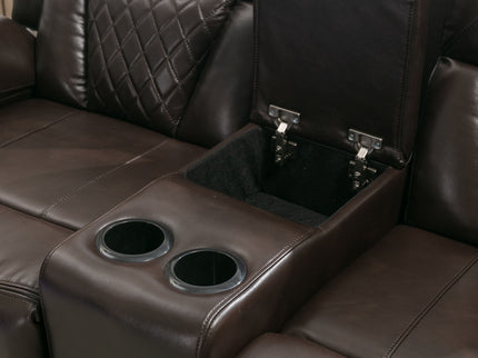 Home Theater Seating Manual Recliner Loveseat With Hide-Away Storage, Cup Holders And Led Light Strip For Living Room