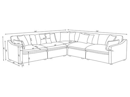 Greeley - 5 Piece Upholstered Modular Sectional Sofa - Ivory