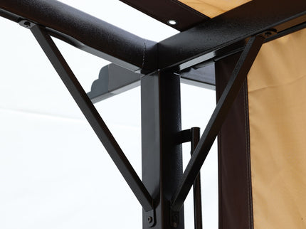 Outdoor Patio Pergola Gazebo - Steel Frame Sun Shelter With Retractable Canopy