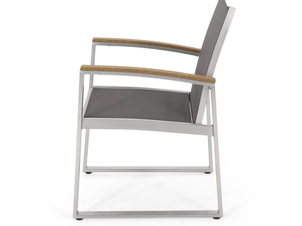 Poetic - Outdoor Dining Chair With Faux Wood Arms And Aluminum Frame (Set of 2) - Gray
