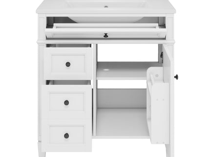 Bathroom Vanity With Top Sink, Storage Cabinet With 2 Drawers, Tip Out Drawer