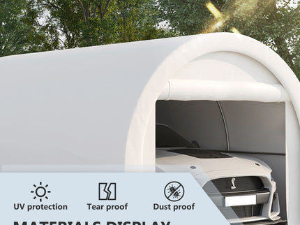 Outsunny - 10' x 16' Carport, Heavy Duty Portable Garage Storage Tent With Large Zippered Door, Anti-Uv Pe Canopy Cover For Car, Truck, Boat, Motorcycle, Bike, Garden Tools, Outdoor Work