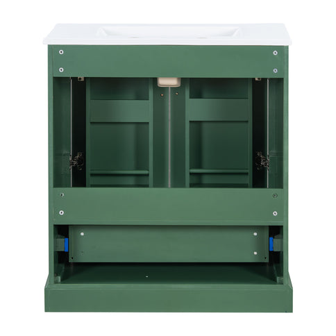 Bathroom Vanity With Sink, 1 Divided Drawer And 2 Soft Close Doors With Double Shelf