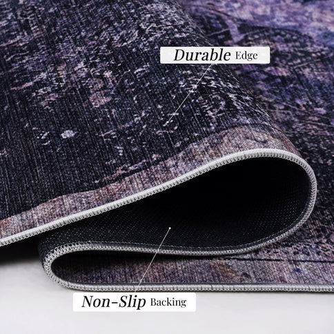 Maval - 2'6'' X 10' Washable Runner Rug - Anthracite