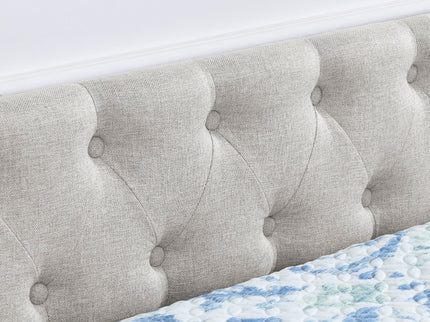 Upholstered Tufted Daybed With Drawers, Waved Arms