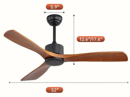 52" All Ceiling Fan With DC Reversible Motor, 3 Blades