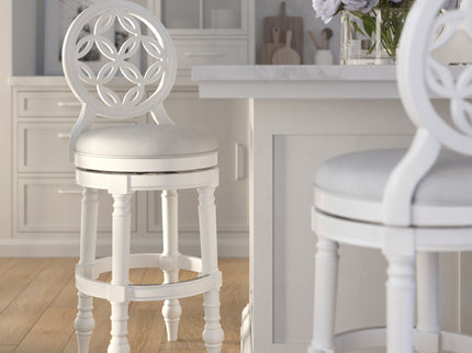 Stool With Back And Swivel Upholstered Seat