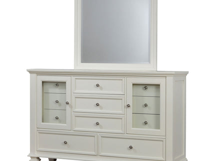 Dennis - 11 Drawer Dresser With Mirror - Cream White