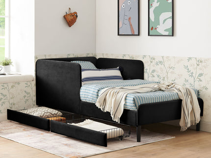 Upholstered Platform Bed Frame With 2 Storage Drawers And Adjustable Sofa Bed
