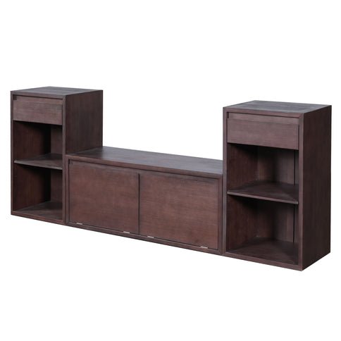 Entryway Storage Bench With Cushion, Drawers & Open Shelves