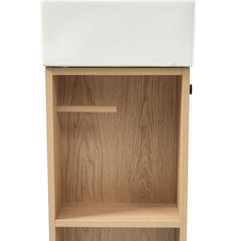 Bathroom Vanity With Sink, Freestanding Wood Grain Cabinet With Storage