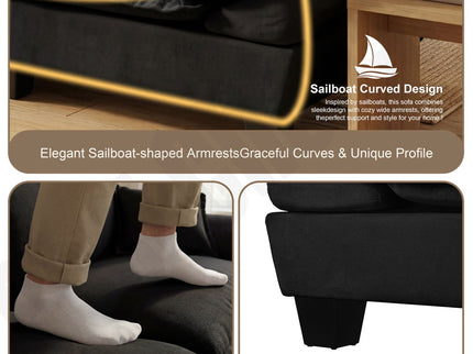 Modular Sectional Sofa With Movable Ottoman & Pillows