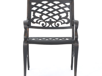 Luminea - Outdoor Aluminum Dining Chair With Scroll Design, Lattice Pattern And Cabriole Legs - Copper