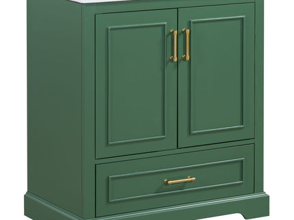 Bathroom Vanity With Sink, 1 Divided Drawer And 2 Soft Close Doors With Double Shelf