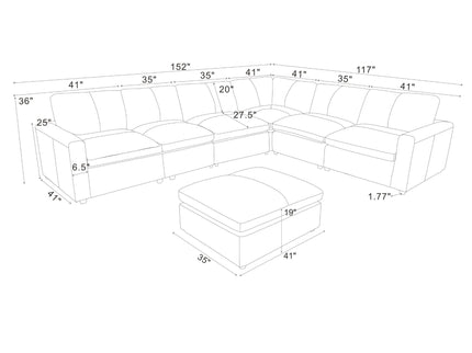 Upholstered Large Seating Modular Sectional