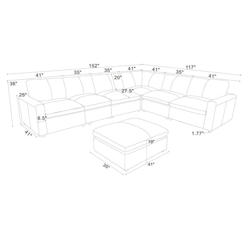 Upholstered Large Seating Modular Sectional