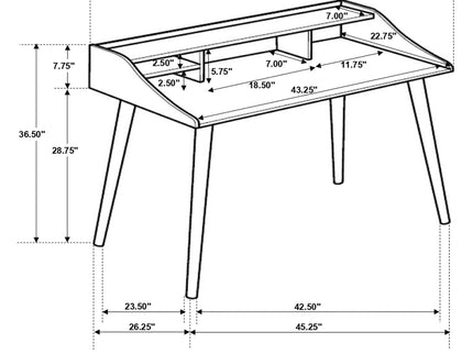 Writing Desk With 4 Compartments - Gray