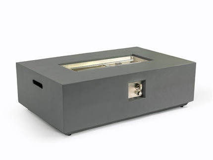 Volon - Rectangular Fire Pit Table, Propane Powered, 50,000 BTU - Light Gray