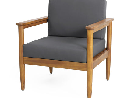 Outdoor Club Chair, Patio Chair With Teak Acacia Wood Frame - Dark Gray