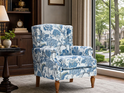 Accent Chair With Floral Upholstery And Nailhead Trim