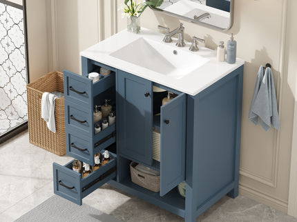 Bathroom Vanity With Sink Top, Bathroom Vanity Cabinet With 2 Doors And 2 Drawers, Open Shelf