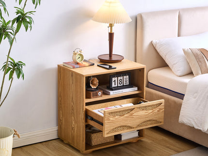 Nightstand With USB Ports & Outlet Hole, End Table With Drawer