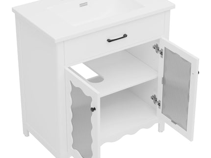 Modern Bathroom Vanity With Tempered Glass Doors