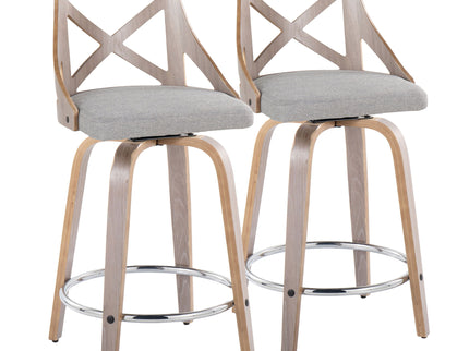 Charlotte - Farmhouse Fixed Height Counter Stool & Swivel With Round Footrest (Set of 2)