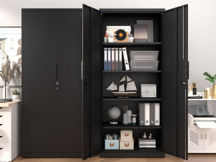 2 Door File Cabinet With Lock, 4 Adjustable Shelves, Heavy-Duty