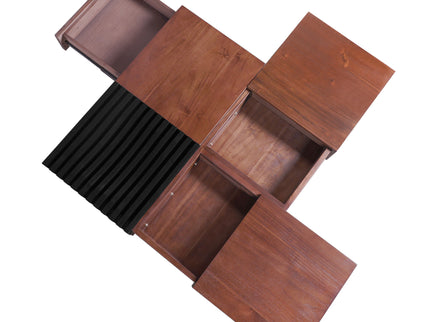 Italian Retro Inspired Acacia Wood Storage Coffee Table - Brown / Black