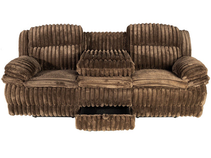 Motion Recliner Sofa With Fold-Down Table, Manual Recline, Charging Station & Cup Holders