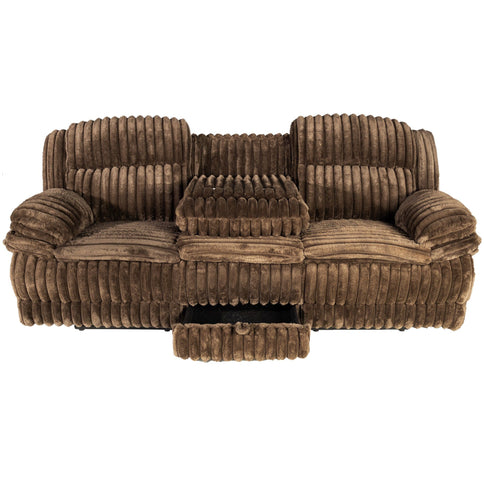 Motion Recliner Sofa With Fold-Down Table, Manual Recline, Charging Station & Cup Holders