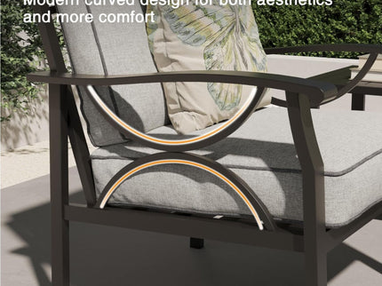 All-Weather Armchairs With Cushions, Modern Sculptural Design (Set of 2)