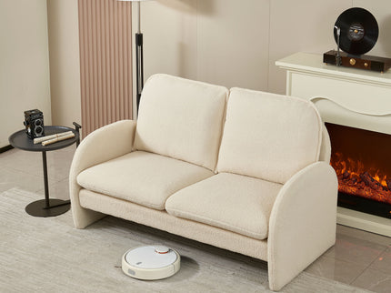 Loveseat Sofa Small Couch For Living Room, Sherpa Fabric Upholstered Loveseat Sofa Couch, Small Loveseat Sofa For Apartment, Bedroom