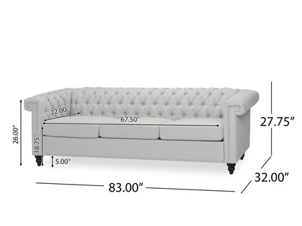 Chesterfield Style 3 Seater Sofa With Deep Button Tufting
