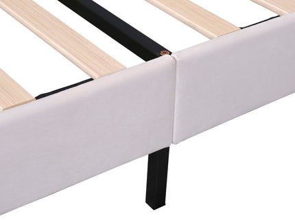 Upholstered Platform Bed With Flower Pattern Headboard