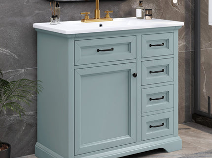 Bathroom Vanity With Sink, 2 Tip Out Drawers, Soft Close Hinges - Gray