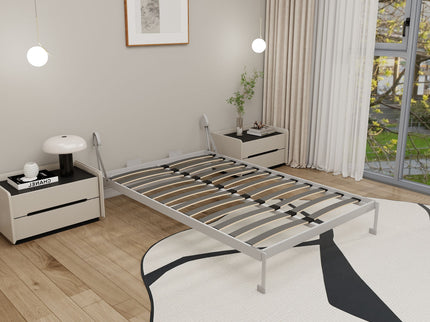 Queen Size Vertical Murphy Wall Cabinet Folding Bed With Automatic Legs - Gray