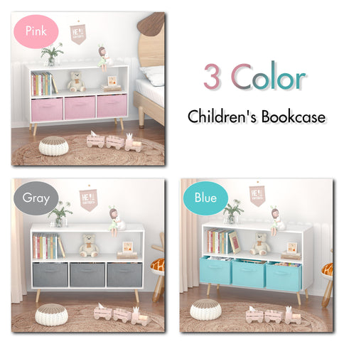 Bookcase With Collapsible Drawers, Book Display Organizer