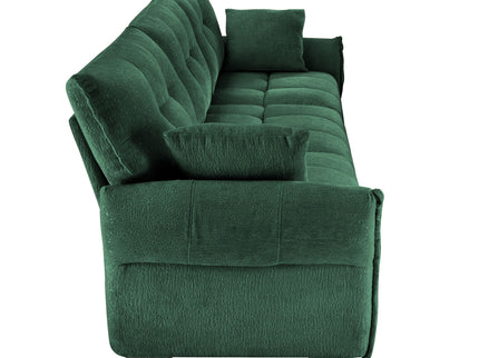 Elegant 3 Seater Sofa Set & Pillows Frame, High Rebound Cushions - Textured Green
