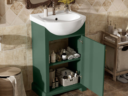 20" Bathroom Vanity With Bulged Sink, Freestanding Single Vanity Set, Soft Close Door
