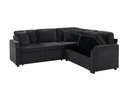 Modern L Shaped Sectional Sofa Bed With Hidden Storage Upholstery