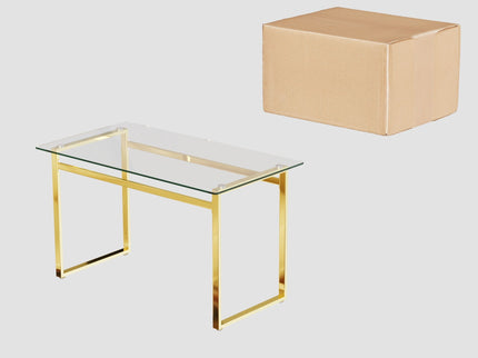 Modern Minimalist Rectangular Dining Table With Tempered Glass Top
