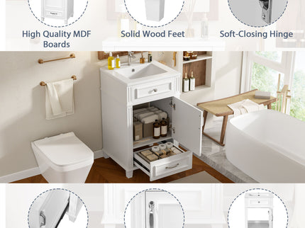 Bathroom Vanity With Sink, Drawer & Soft Closing Door
