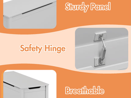 Toy Box Storage With Safety Hinged Lid