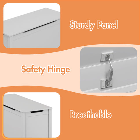 Toy Box Storage With Safety Hinged Lid