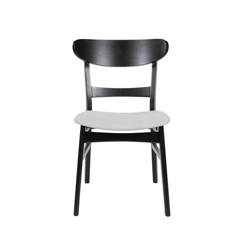 5 Piece Dining Set With 1 Table And 4 Upholstered Chairs - Black / Light Gray
