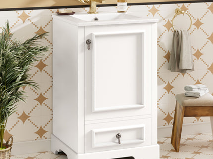 Bathroom Vanity With Sink, Soft Close Door, Adjustable U-Shaped Shelf
