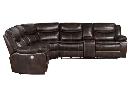 Mclean - Power Reclining Sectional Sofa With Storage Console - Dark Brown